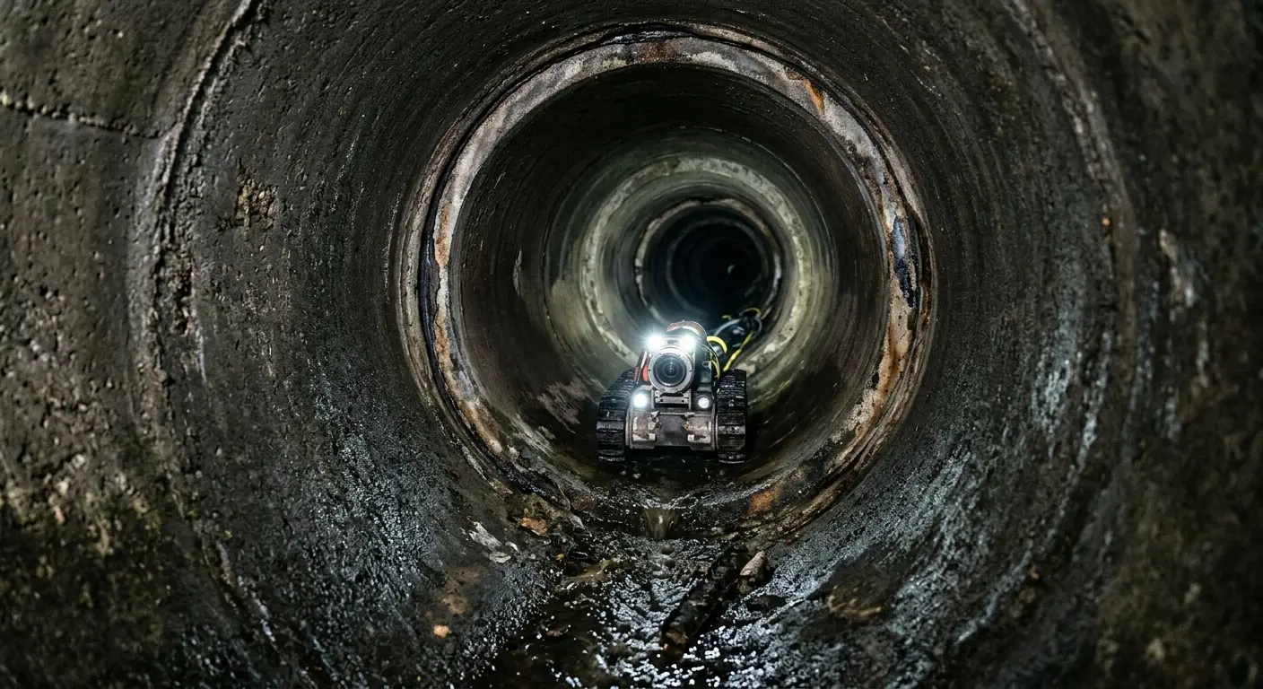 Robotic sewer camera inspecting pipe interior for Sewer Line Repair in East Palo Alto